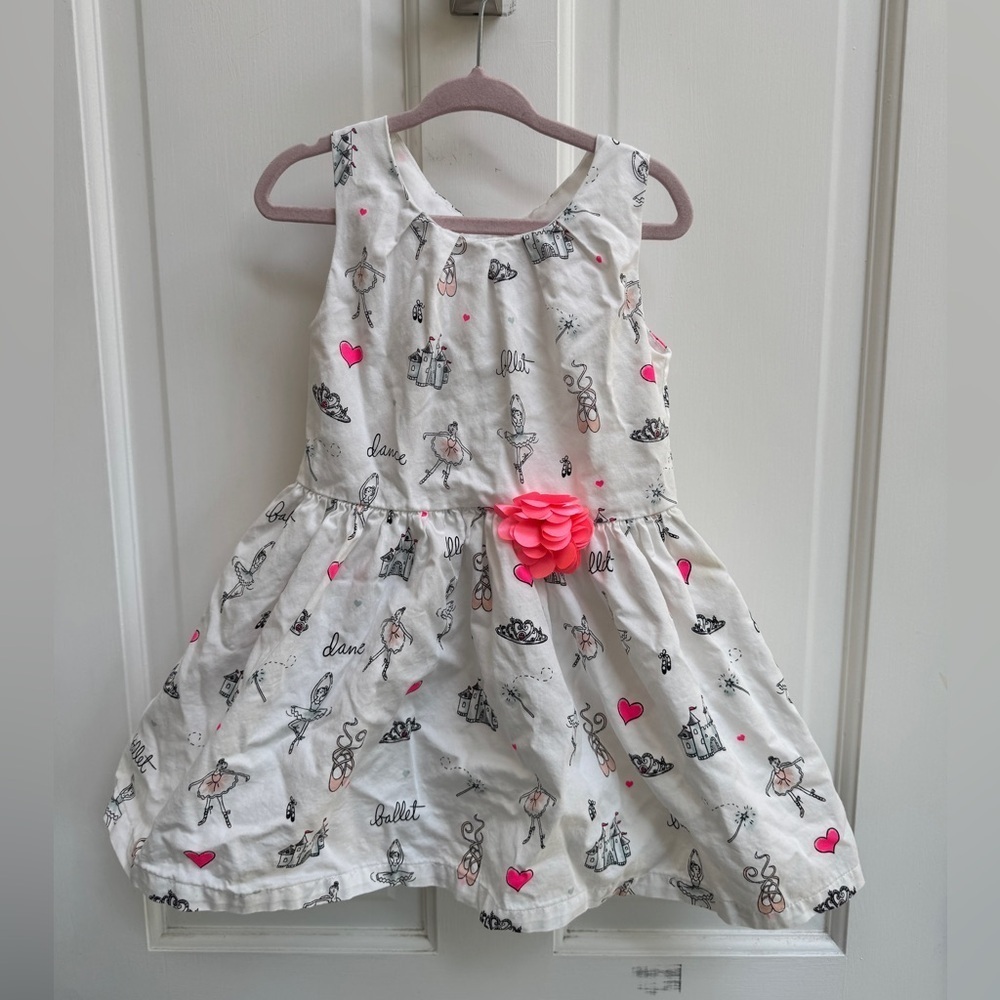 The Children's Place 3T Girls White and Pink Ballet Dance Sleeveless Dress - Picture 1 of 6